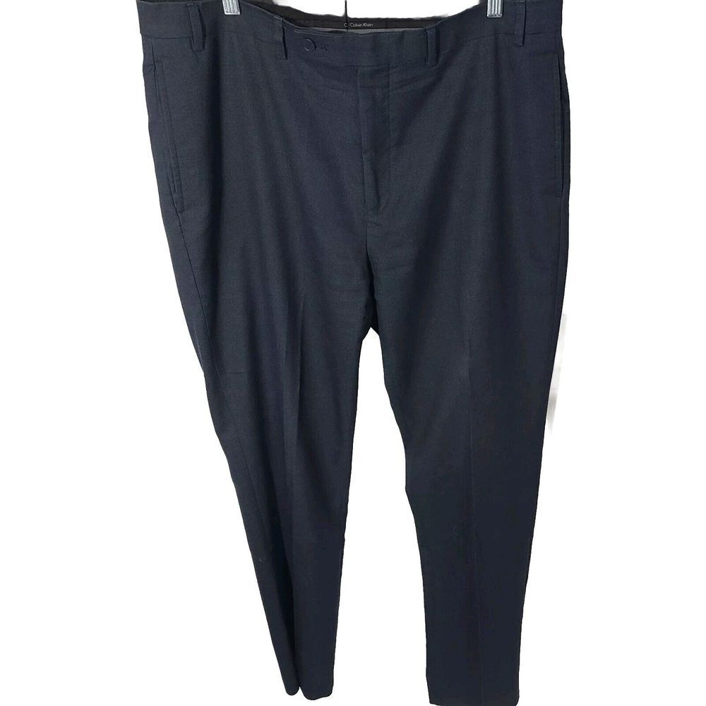 Calvin Klein Mens Slim Fit Dress Pants Blue 38x32 Office Career